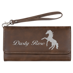 7 1/2" x 4" Rustic/Silver Leatherette Wallet with Strap — catalog reference 1596