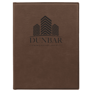 7 x 9 in. Dark Brown Leatherette Folding Portfolio with Notepad — catalog reference 1656