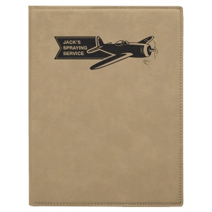 7 x 9 in. Light Brown Leatherette Folding Portfolio with Notepad — catalog reference 1655