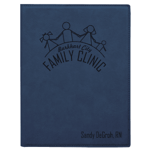 7 x 9 in. Blue / Black Leatherette Folding Portfolio with Notepad — catalog reference 1670