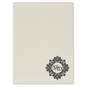7 x 9 in. White Leatherette Folding Portfolio with Notepad — catalog reference 1658