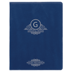 7 x 9 in. Blue / Silver Leatherette Folding Portfolio with Notepad — catalog reference 1663