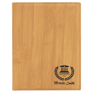 7 x 9 in. Bamboo Leatherette Folding Portfolio with Notepad — catalog reference 1664