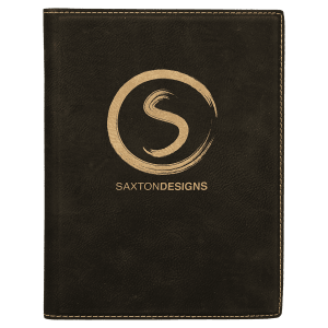 7 x 9 in. Black / Gold Leatherette Folding Portfolio with Notepad — catalog reference 1662