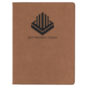 9 1/2 x 12 in. Dark Brown Leatherette Folding Portfolio with Notepad — catalog reference 1671