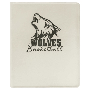 9 1/2 x 12 in. White / Black Leatherette Folding Portfolio with Notepad — catalog reference 1672