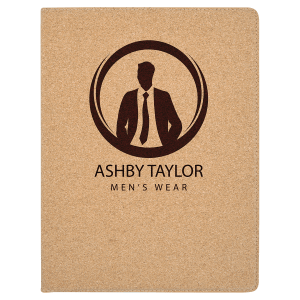 9 1/2 x 12 in. Cork Leatherette Folding Portfolio with Notepad — catalog reference 1674