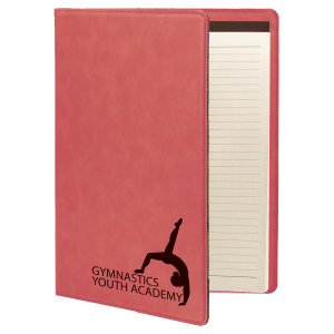 9 1/2 x 12 in. Pink Leatherette Folding Portfolio with Notepad — catalog reference 1676