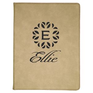 9 1/2 x 12 in. Light Brown Leatherette Folding Portfolio with Notepad — catalog reference 1679