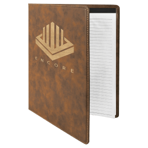 9 1/2 x 12 in. Rustic / Gold Leatherette Folding Portfolio with Notepad — catalog reference 1678