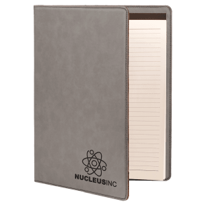 9 1/2 x 12 in. Gray Leatherette Folding Portfolio with Notepad — catalog reference 1677