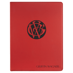 9 1/2 x 12 in. Red Leatherette Folding Portfolio with Notepad — catalog reference 1682