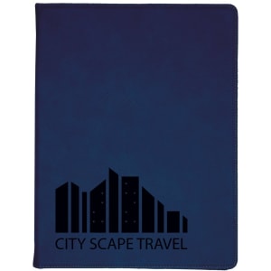 9 1/2 x 12 in. Blue / Black Leatherette Folding Portfolio with Notepad — catalog reference 1684