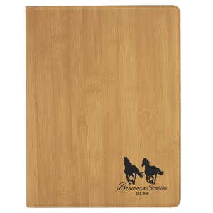 9 1/2 x 12 in. Bamboo Leatherette Folding Portfolio with Notepad — catalog reference 1685