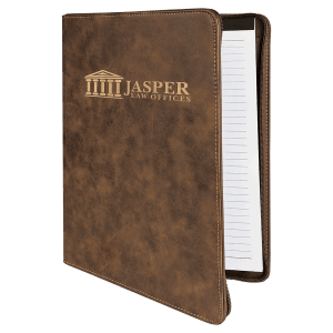 9 1/2 x 12 in. Rustic / Gold Leatherette Zippered Portfolio with Notepad — catalog reference 1688