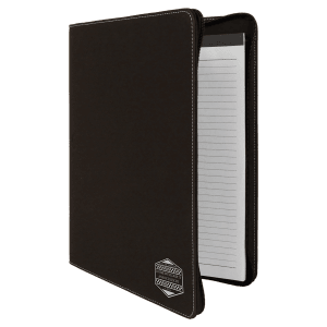 9 1/2 x 12 in. Black / Silver Leatherette Zippered Portfolio with Notepad — catalog reference 1689