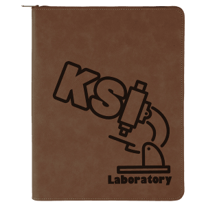 9 1/2 x 12 in. Dark Brown Leatherette Zippered Portfolio with Notepad — catalog reference 1690