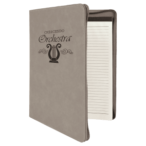 9 1/2 x 12 in. Gray Leatherette Zippered Portfolio with Notepad — catalog reference 1691