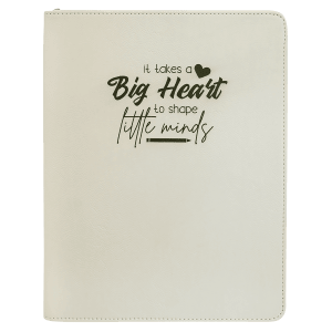 9 1/2 x 12 in. White Leatherette Zippered Portfolio with Notepad — catalog reference 1692