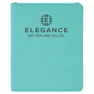 9 1/2 x 12 in. Teal Leatherette Zippered Portfolio with Notepad — catalog reference 1701