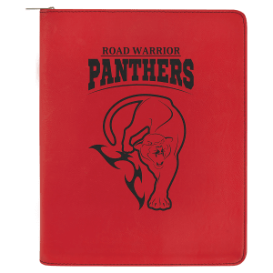 9 1/2 x 12 in. Red Leatherette Zippered Portfolio with Notepad — catalog reference 1699