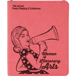 9 1/2 x 12 in. Pink Leatherette Zippered Portfolio with Notepad — catalog reference 1702