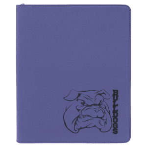 9 1/2 x 12 in. Purple Leatherette Zippered Portfolio with Notepad — catalog reference 1704