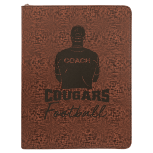 9 1/2 x 12 in. Football Sports Texture Leatherette Zippered Portfolio with Notepad — catalog reference 1707