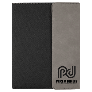 7 x 9 in. Gray / Black Canvas Leatherette & Canvas Portfolio with Notepad — catalog reference 1709