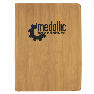 9 1/2 x 12 in. Bamboo Leatherette Zippered Portfolio with Notepad — catalog reference 1703