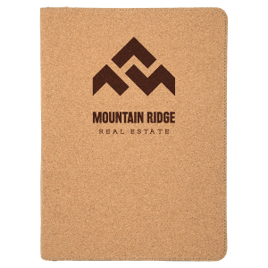 9 1/2 x 12 in. Cork Leatherette Zippered Portfolio with Notepad — catalog reference 1696