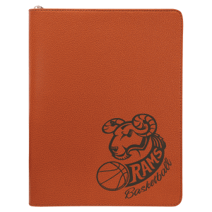 9 1/2 x 12 in. Basketball Sports Texture Leatherette Zippered Portfolio with Notepad — catalog reference 1708