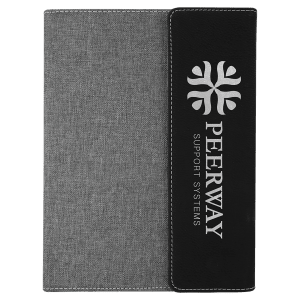 7 x 9 in. Black-Silver / Gray Canvas Leatherette & Canvas Portfolio with Notepad — catalog reference 1710
