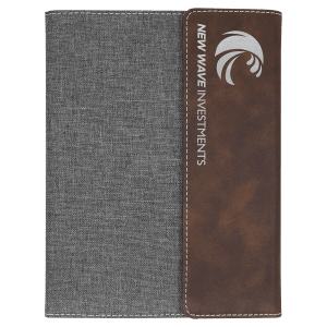 7 x 9 in. Rustic-Silver / Gray Canvas Leatherette & Canvas Portfolio with Notepad — catalog reference 1715