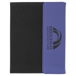 7 x 9 in. Purple / Black Canvas Leatherette & Canvas Portfolio with Notepad — catalog reference 1717