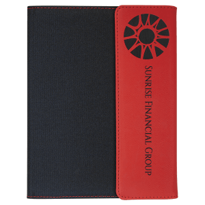 7 x 9 in. Red / Black Canvas Leatherette & Canvas Portfolio with Notepad — catalog reference 1714