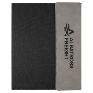 9 1/2 x 12 in. Gray / Black Canvas Leatherette & Canvas Portfolio with Notepad — catalog reference 1718