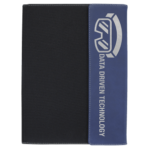 9 1/2 x 12 in. Blue-Silver / Black Canvas Leatherette & Canvas Portfolio with Notepad — catalog reference 1722