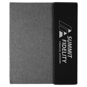 9 1/2 x 12 in. Black-Silver / Gray Canvas Leatherette & Canvas Portfolio with Notepad — catalog reference 1719