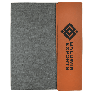 9 1/2 x 12 in. Rawhide / Gray Canvas Leatherette & Canvas Portfolio with Notepad — catalog reference 1720