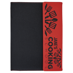 9 1/2 x 12 in. Red / Black Canvas Leatherette & Canvas Portfolio with Notepad — catalog reference 1723