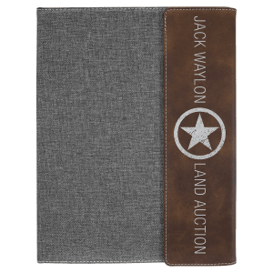 9 1/2 x 12 in. Rustic-Silver / Gray Canvas Leatherette & Canvas Portfolio with Notepad — catalog reference 1724