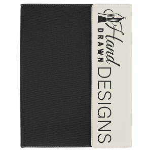 9 1/2 x 12 in. White / Black Canvas Leatherette & Canvas Portfolio with Notepad — catalog reference 1725