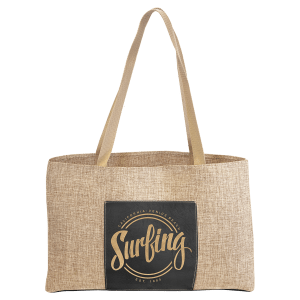 19 x 12 in. Black / Gold Burlap Bag with 5 in. Leatherette Gusset — catalog reference 1789