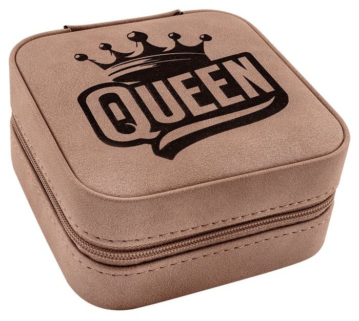 Travel Jewelry Box - Leatherette, Collection, 4" x 4", Blush — catalog reference 249