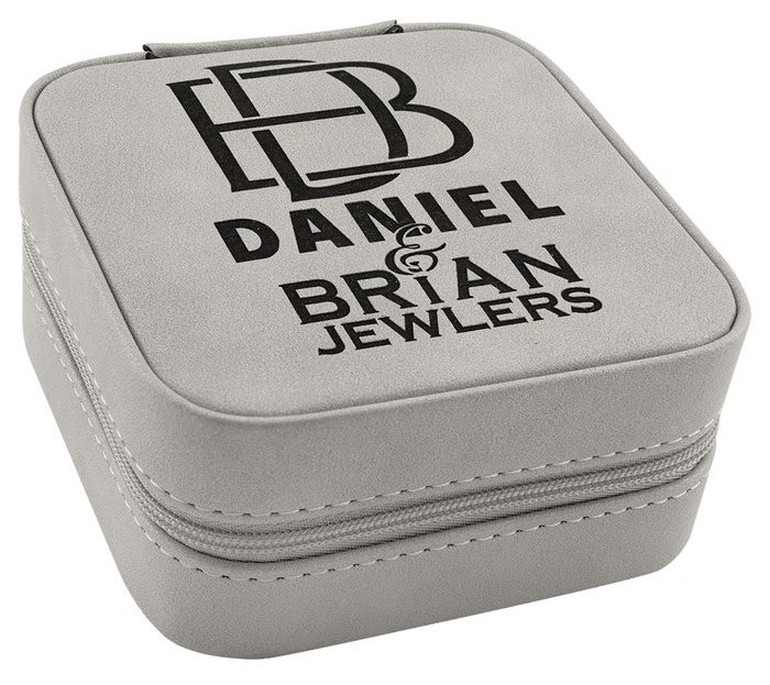 Travel Jewelry Box - Leatherette, Collection, 4" x 4", Light Gray — catalog reference 250