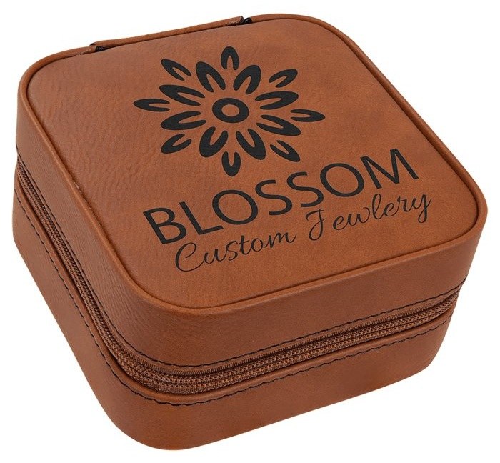 4 x 4 in. Leatherette Travel Jewelry Box with Black Lining rawhide/black — catalog reference 992