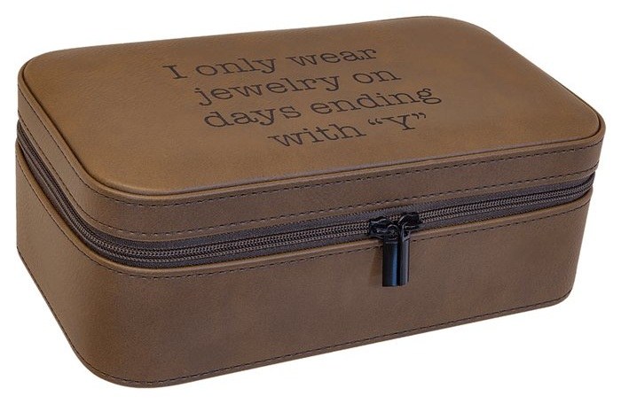 7.5 x 4.5 in. Leatherette Jewelry Box with Black Lining dark brown/black — catalog reference 1002