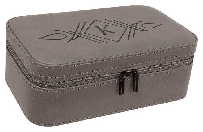 7.5 x 4.5 in. Leatherette Jewelry Box with Black Lining gray/black — catalog reference 1004