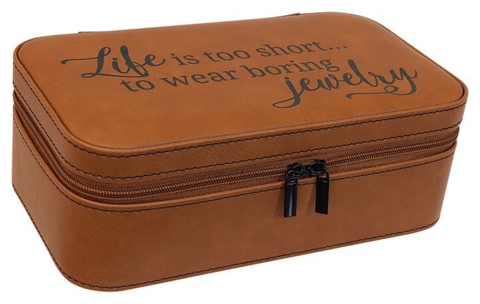 7.5 x 4.5 in. Leatherette Jewelry Box with Black Lining rawhide/black — catalog reference 1003